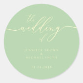 Sticker Rond Minimal Script Pistachio & Cream Wedding (Devant)