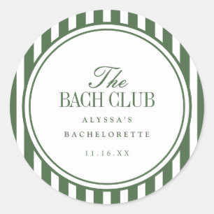 Sticker Rond Minimal "The Bach Club" rayé vert Enterrement de v