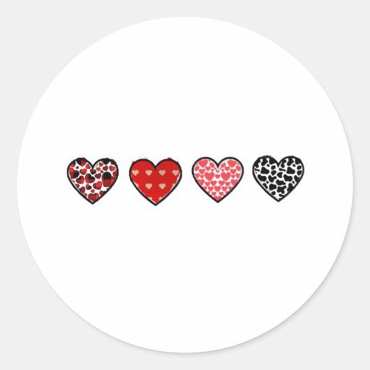 Sticker Rond minimal valentine hearts / “cute love pattern” (Devant)