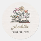 Sticker Rond Minimal Wildflower Whimsical Story Book Themed  (Devant)