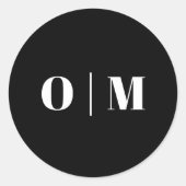 Sticker Rond Minimalist Black Wedding Initials. Modern Monogram (Devant)