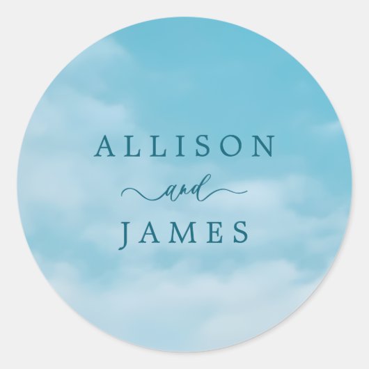 Sticker Rond Minimalist Blue Sky Just Love Casual (Devant)