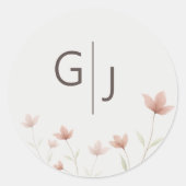 Sticker Rond Minimalist Blush Pink Wildflower Wedding Envelope  (Devant)
