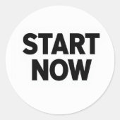 Sticker Rond Minimalist bold start now text (Devant)