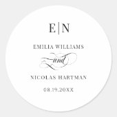 Sticker Rond Minimalist Classic Black and White Wedding (Devant)