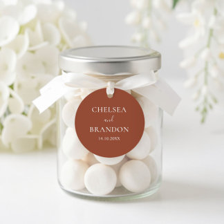 Sticker Rond Minimalist Elegant Boho Burnt Orange Wedding