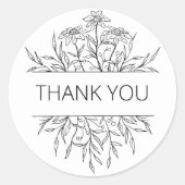 Sticker Rond Minimalist Floral Thank You (Devant)