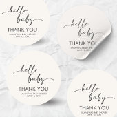 Sticker Rond Minimalist Hello Baby Baby Shower