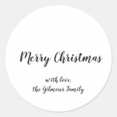 Sticker Rond Minimalist Modern Script Merry Christmas Holiday (Devant)