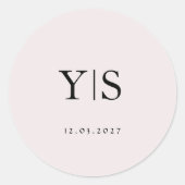 Sticker Rond Minimalist Monogram Wedding Personalized Initials  (Devant)