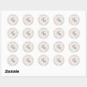 Sticker Rond Minimalist Monogram Wedding Thank You Favor (Feuille)