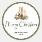 Sticker Rond Minimalist Neutral Christmas Tree Personalized (Devant)