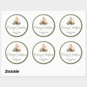 Sticker Rond Minimalist Neutral Christmas Tree Personalized (Feuille)