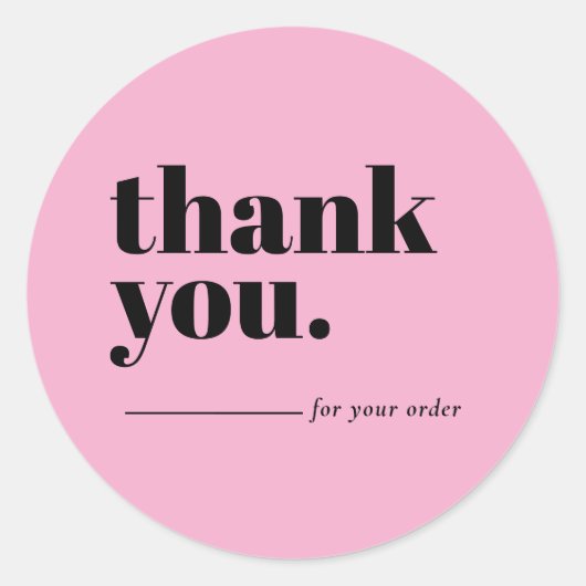 Sticker Rond Minimalist Pink Business Customer Thank You (Devant)
