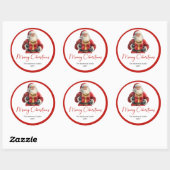Sticker Rond Minimalist Santa Claus Modern Christmas Label (Feuille)