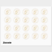 Sticker Rond Minimalist Script Monogram Wedding White (Feuille)
