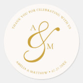Sticker Rond Minimalist Script Monogram Wedding White (Devant)