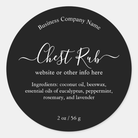 Sticker Rond Minimalist Simple Black White Custom Product Label (Devant)