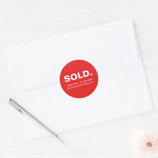 Sticker Rond Minimalist SOLD Real Estate | Personalized Realtor (Enveloppe)