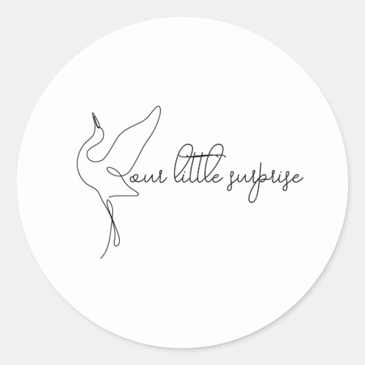 Sticker Rond Minimalist Stork Neutral Baby Shower (Devant)