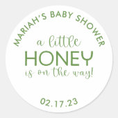 Sticker rond minimaliste Baby shower miel classiqu (Devant)