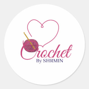 Sticker Rond Minimaliste blanc Crochet Merci & Réduction