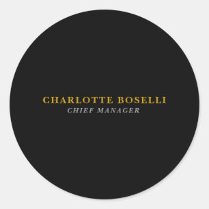 Sticker Rond Minimaliste Classique Professionnel Couleur Noir O