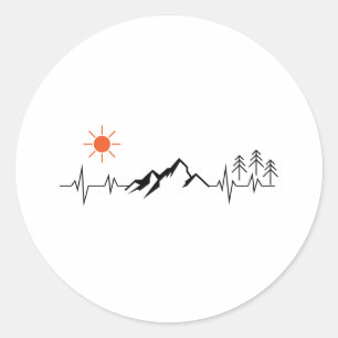 Sticker Rond minimaliste de montagne