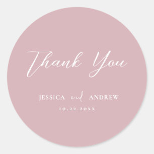 Sticker Rond Minimaliste Dusty rose & blanc Mariage simple