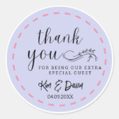 Sticker Rond Minimaliste et Chic Bleu Poussiéreux Merci Ajouter (Devant)