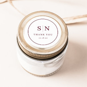 Sticker Rond Minimaliste et Chic Mariage Blanc et Bourgogne