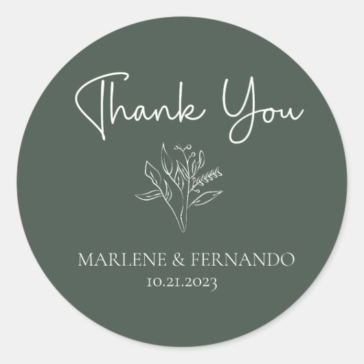 Sticker Rond Minimaliste Floral (Devant)