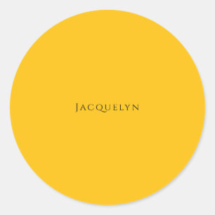 Sticker Rond Minimaliste Jaune Orange Simple Élégant Moderne No