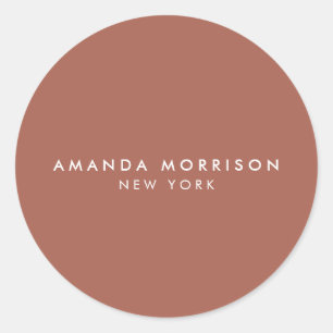 Sticker Rond Minimaliste Luxe Boutique Terracotta Rouille