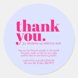 Sticker Rond Minimaliste Merci élégant Rose Lilas