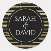 Sticker rond minimaliste moderne à rayures vertes (Devant)