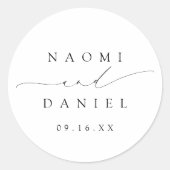 Sticker Rond Minimaliste Moderne Chic Script Mariage Faveurs (Devant)