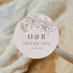 Sticker Rond Minimaliste moderne floral croquis élégant mariage