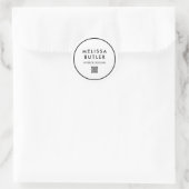 Sticker Rond Minimaliste moderne QR Code blanc (Sac)