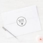 Sticker Rond Minimaliste moderne QR Code blanc (Enveloppe)