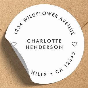 Sticker Rond Minimaliste moderne Simple Heart Return Adresse