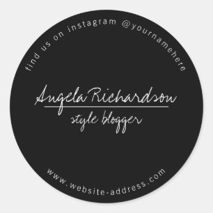 Sticker Rond Minimaliste Noir Manuscrit Unique