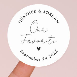 Sticker Rond Minimaliste Notre Fête de Mariage Préférée Favoris