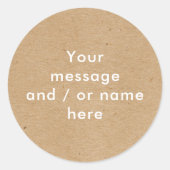 Sticker Rond Minimaliste Rustique Kraft Personnalisé (Devant)