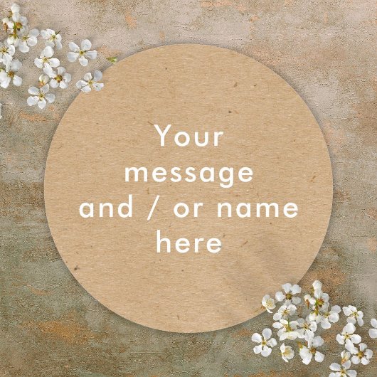 Sticker Rond Minimaliste Rustique Kraft Personnalisé