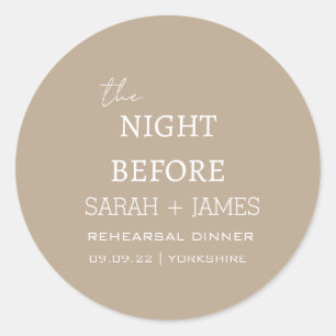 Sticker Rond Minimaliste Taupe Blanc la nuit avant le Mariage