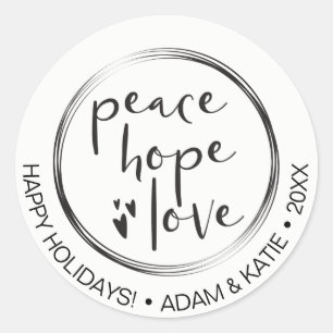 Sticker Rond Minimaliste • Vacances • PAIX ESPOIR AMOUR • CERCL