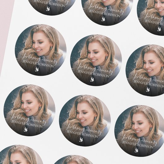 Sticker Rond Minimalistic In Loving Memory Photo
