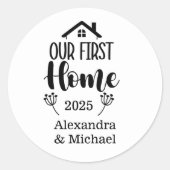 Sticker Rond Minimialist Christmas Our First Home (Devant)