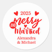 Sticker Rond Minimialist Merry and Married  (Devant)